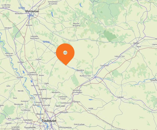 Carte de localisation de ZENLAN, secteur d’intervention autour de La Magdelaine-sur-Tarn (31340)